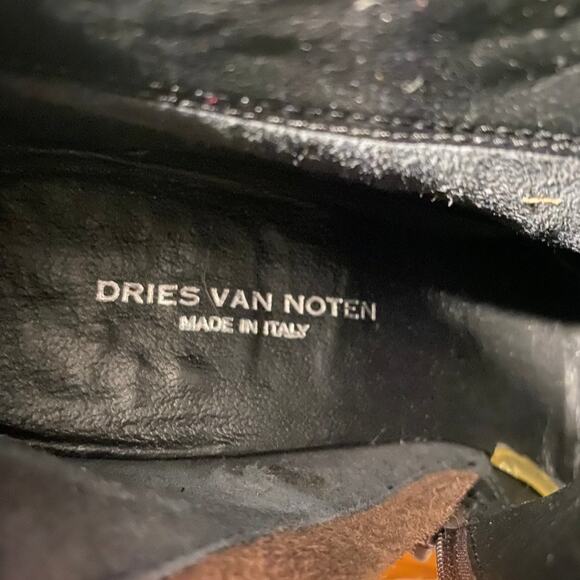 Dries Van Noten Brown Leather Side Zipper Chunky Heeled Tall Boots Women Sz 35.5 - Picture 10 of 11